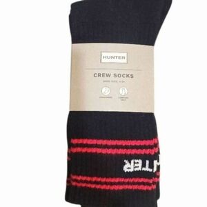 NWT Unisex Hunter 3 Pairs Black Crew Socks with Red Accents
